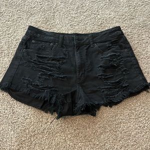 American Eagle Distressed Black Denim Shorts